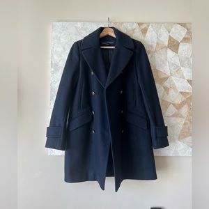 French Connection Women’s A-Line Double Breasted Peacoat in Utility Blue